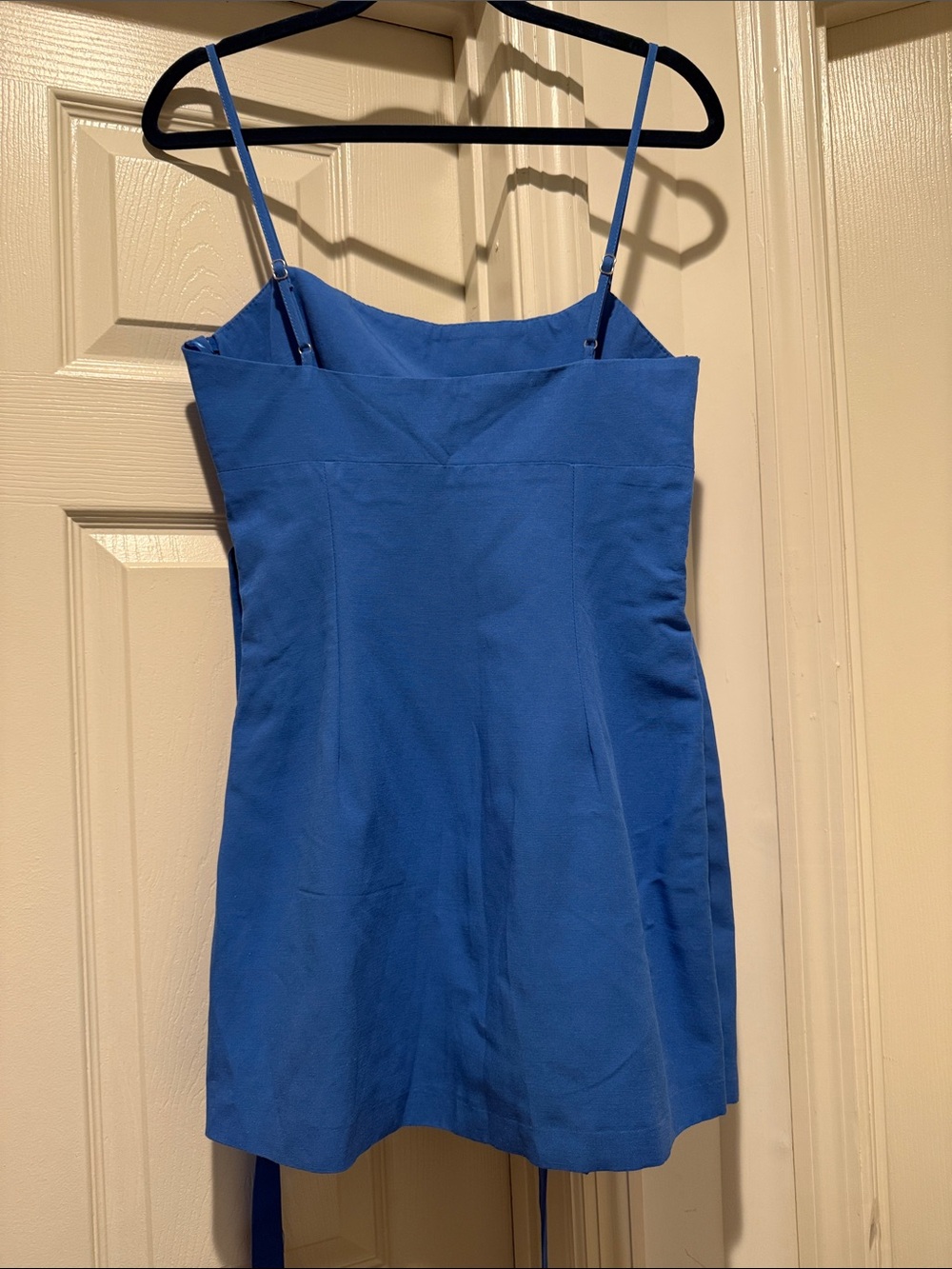Zara Cobalt Blue Wedding Guest Mini SKORT Cutout Side Tie Spaghetti Strap S - Picture 7 of 16
